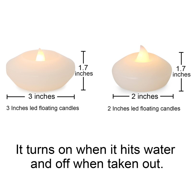 LARDUX 3 Inch Led Floating Candles - 12 PCS Flameless