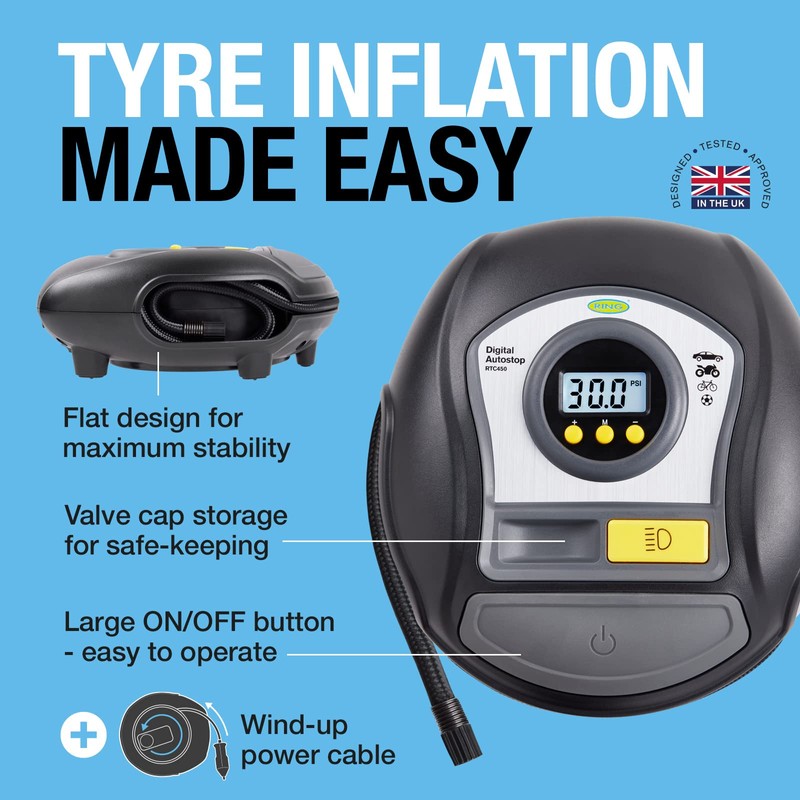 Ring Automotive - RTC450 Digital Tyre Inflator with Auto Stop,