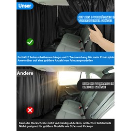 Set of 3 Car Divider Curtains, Sun Protection, Rear Window Curtain, Divider Curtain, Travel Privacy Curtain, Removable Privacy Screen, Car for All Car Sun Visor, Travel, Camping, Nap, Sleeping