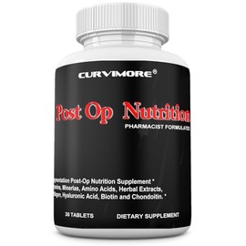 CURVIMORE Post OP Nutrition Pills Pre & Post Op Support. Aids Recovery Time and Decrease Scar and Wound Formation. Support Scar and Skin Healing. “Not a Scar Cream” 30 Tablets
