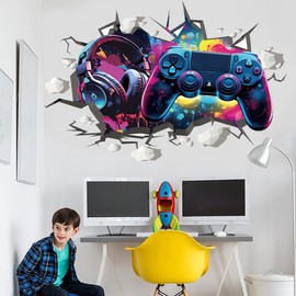 Wajade Game Wall Sticker Gamer Controller 3D Wall Decals Boy Gaming Room Decor for Bedroom Playroom 01