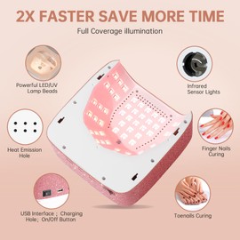 CHRISTINE SHELLY 96W UV LED Nail Lamp Cordless Nail Dryer for Gel Polish