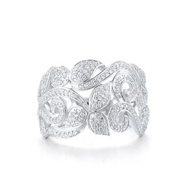 Santuzza 925 Sterling Silver Leaf Vine Pattern Ring White Cubic Zirconia Plant Ring for Women (8)