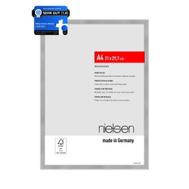 nielsen Atlanta Photo Frame 8.25 x 11.7 Inch (A4) Aluminium Matt Silver Document Frame for Hanging Portrait & Landscape Shatterproof Glass