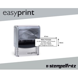 Stamp - easyprint 2, Grey - Customisable Name Stamp, Address Stamp or Company Stamp - 47 x 18 mm - 5 Lines