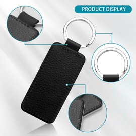 Tsudoku Leather Key Pendants Blank Rectangle MDF Key Pendants Sublimation Heat Transfer Key Pendant Set Jewellery Making Pack of 10, black
