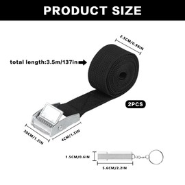 2 STK Spanngurte Kurz Zurrgurte Schwarz, 25 mm x 3.5m Spanngurte Fahrradträger, Spanngurt Befestigungsgurte, Verstellbare Spannbänder mit Ratsche für Fahrrad Motorrad Auto Gepäck Camping, mit Pfeife