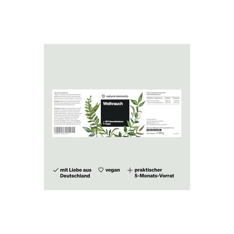 natural elements Frankincense Capsules - 1176mg Extract from Frankincense /