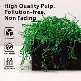 ROSYJUNE 8oz Green Crinkle Cut Paper Shred Filler, Iridescent Easter Grass Confetti Shredded Paper for Gift Baskets Boxes Filling, Birthday Wedding Valentines Day Decoration