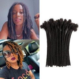 Loc Extension Human Hair 10inch 0.6cm Width 100% Permanent huamn hair Dreadlocks Extension Dyeable Rinse Handmade loc Extension for Men Women (20 Strands Natual Black)
