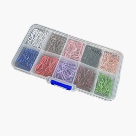 300 Pieces Safety Pins, Bulb Stitch Markers 10 Colors Assorted Metal Calabash Pins Pear Shape Knitting Pins for Crocheting Clothing Tag DIY Craft Project with Storage Box