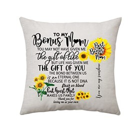Aconesong Mum Gifts Step Mum Throw Pillow Cover You May Not Give Me The Gift of Life, But Life Has Give Me The Gift of You Cushion Cover Thank You Gift for Mum 18 * 18 In Home Decor for Party/Xmas
