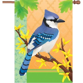 Premier 52427 House Brilliance Flag, Blue Jay in Spring, 28 by 40-Inch