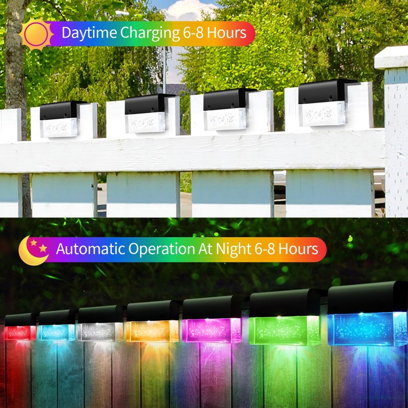 6 Pack Solar Fence Lights, 2 Lighting Modes Step Lights