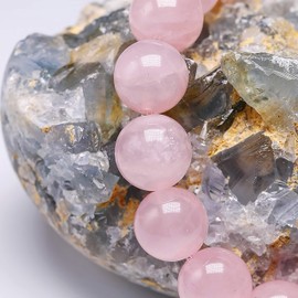SIMPLI BASIC Natural Rose Quartz Healing Bracelet 8mm Bead | Unisex Success & Positive Energy | Healing Gemstone | Gift Box Included