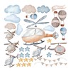 GRAZDesign Wall Sticker for Children's Room Boys Helicopter with Clouds,