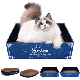 Goosheep 4-in-1 Cat Scratcher and Bed, 2 Scratching Pads & 2 Oval Loungers for Indoor Cats, Multi-Cat Household Cardboard Scratcher Furniture with Cat Bed Design to Save Your Couch