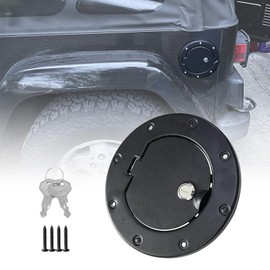 Wocch Locking Gas Cap Cover Fuel Filler Tank Door Cover with Lock for Jeep Wrangler TJ 1997 1998 1999 2000 2001 2002 2003 2004 2005 2006