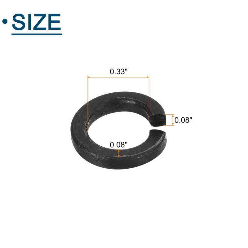 sourcing map M8 Split Lock Washer, 100Pcs Carbon Steel Spring