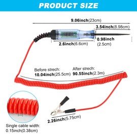 Automotive Test Light with 3-48V LED Digital Display, Auto Bidirectional Voltage Tester with Extended Spring Wire and Probe, Vehicle Circuits Low Voltage Light Test Pen