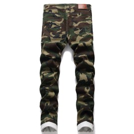 AITITIA Men's Regular Fit Biker Jeans (1544 Camo, 34)