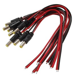 CablesOnline, 10-Pack 10-inch Security Camera 5.5mm/2.1mm DC Power Pigtails w/Male Plugs, PL-D01C-10