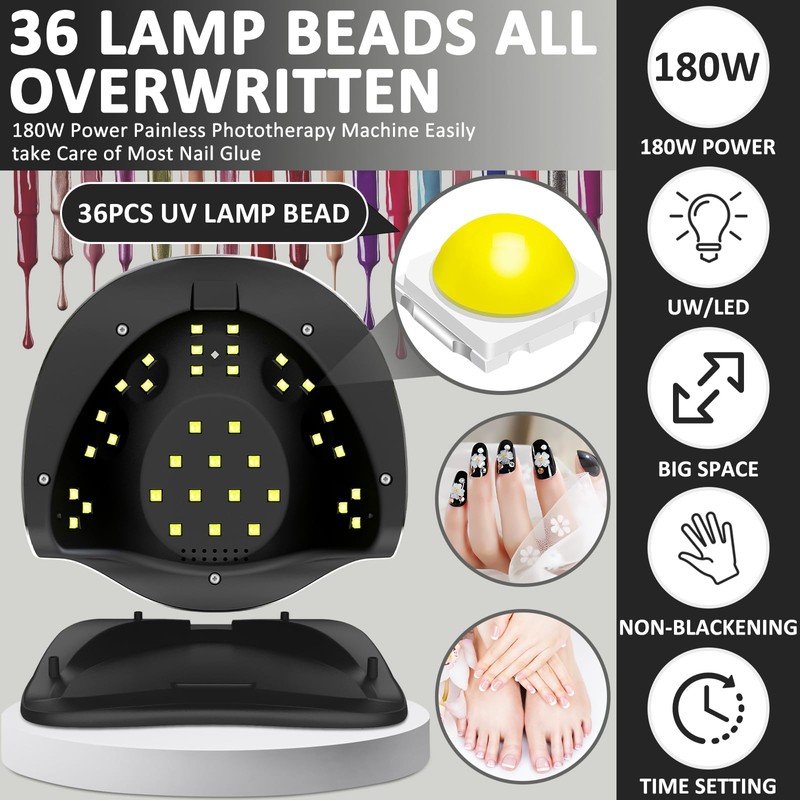 GUHAOOL 180 W Nail Dryer Lamp, UV Lamp for Gel