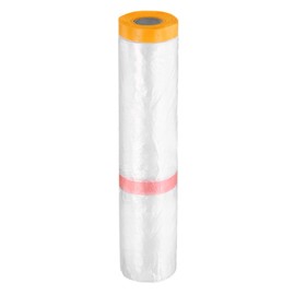 HARFINGTON Pre-Taped Masking Film 177.2" x65.6ft Double Adhesive Tape and Drape Painters Plastic Drop Cloth Film with Tape Plastic Sheeting for Automotive Painting Covering