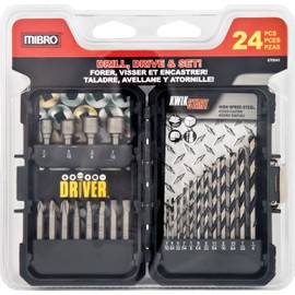 MIBRO 870840 High Speed Steel Drill Bit and Driver Set, 24 Pieces