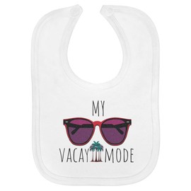 Azeeda 'Vacation Mode With Sunglasses And Palms' Soft Cotton Baby Bib (BI00058940)