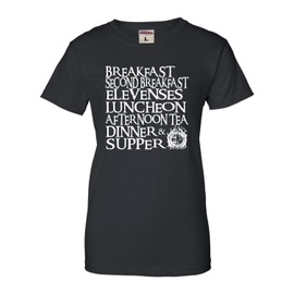 Go All Out X-Large Black Womens The Seven Daily Hobbit Meals T-Shirt