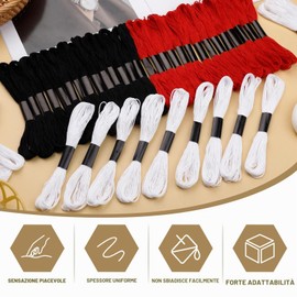 Set di 14 fili di filo da ricamo bianco, 120 yards, filo per ricamo a punto croce, ideale per braccialetti dell'amicizia e ricamo