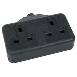 Mercury 2 Gang 13A Rubber Extension Socket Black