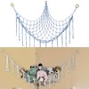 Hanging Toy Storage Net, Cotton Rope Hammock with Wooden Rings,