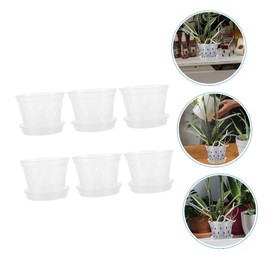 FUNOMOCYA 6sets Orchid Pots Transparent Breathable Pots Saucers for Growth for Windowsills Gardens and Indoor Spaces Promotes Vertical Root Development