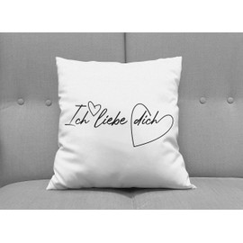 LIEBTASTISCH Cushion with Saying Ich Liebe Dich – Decorative Cushion 40 x 40 cm White – Love – Gift for Sweetheart Token of Love – Romantic – Wedding Cushion – Partner Gifts