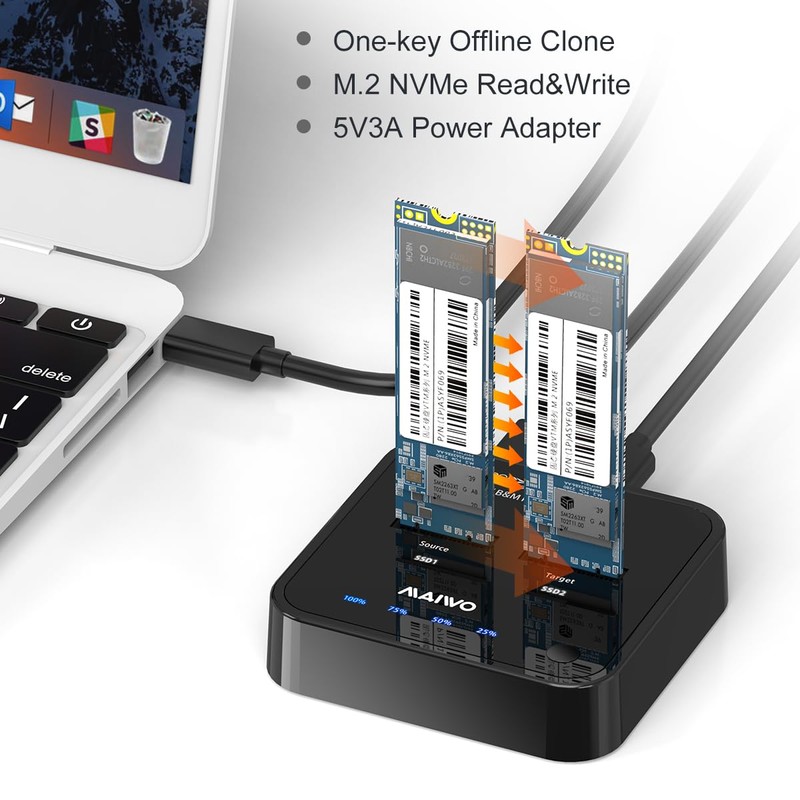 MAIWO 2 Bay M.2 PCIe NVMe SSD Docking Station, M.2