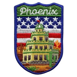 Phoenix Arizona Shield Patch (3 Inch) Iron-on Badge Travel USA Souvenir Emblem for Backpacks Jackets Hats Bags Crafts Gift Patches