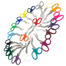 20 Count Utility Bandage Scissors with Color Plastic Handle, Angled Blades - Multi-Purpose EMT Paramedic Shears - Assorted Colors