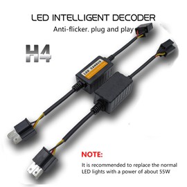NGHAY H4-2PC LED Headlight Decoder Eliminates Radio Interference, Fault Lights Prevent Headlight Flashing, and Alarms