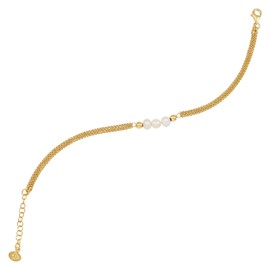 Silpada 'Pearl City’ Yellow Gold-Plated Sterling Silver Freshwater Pearl Chain Bracelet, 7” + 1”
