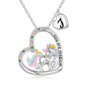 Kids Necklace for Girls, Unicorn Gifts for Girls Little Girls Jewelry Unicorn Necklace for Girls Toddler Necklace Teenager Girls Gifts Heart Unicorn Necklace for Teen Girls Stuff Unicorn Jewelry