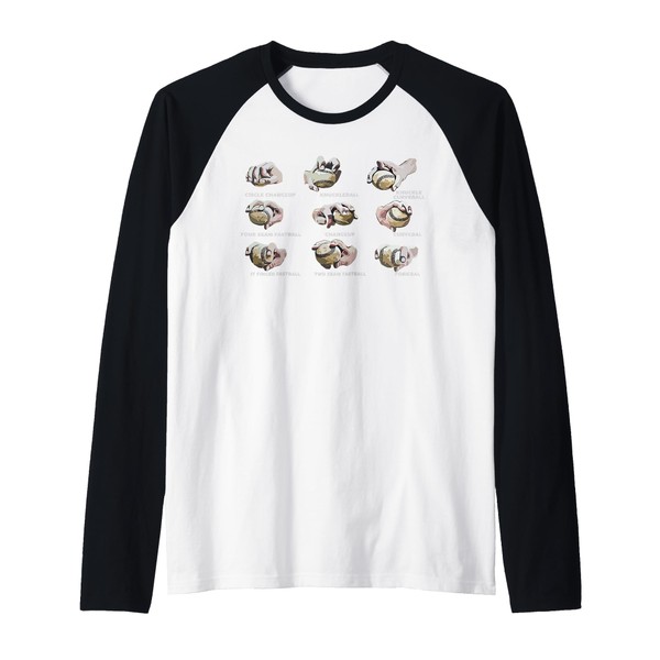 Baseball Player Pitcher Pitching Types of Throws of Baseball Raglan