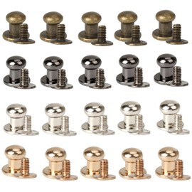 Dtoterul Leather Rivets Pack of 100 Button Rivets Solid Button Round Head Hollow Rivets 6 mm Button Buttons Button Screw Stud Mushroom Head Screws with Round Impact Double Cap for DIY Crafts Leather