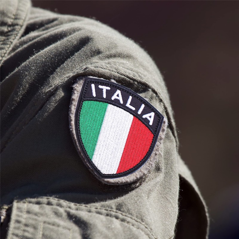 AXEN Italy Shield Patch, Embroidered Italian Flag Tactical Patches Hook