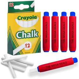Chalkboard Chalk 12 Pack Colored Chalk, Thin Chalks for Chalkboard with 5 Holders, Non Toxic Chalks for Kids Great for School and Home