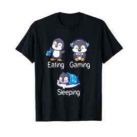 Eating Gaming Sleeping Gamer Penguin T-Shirt