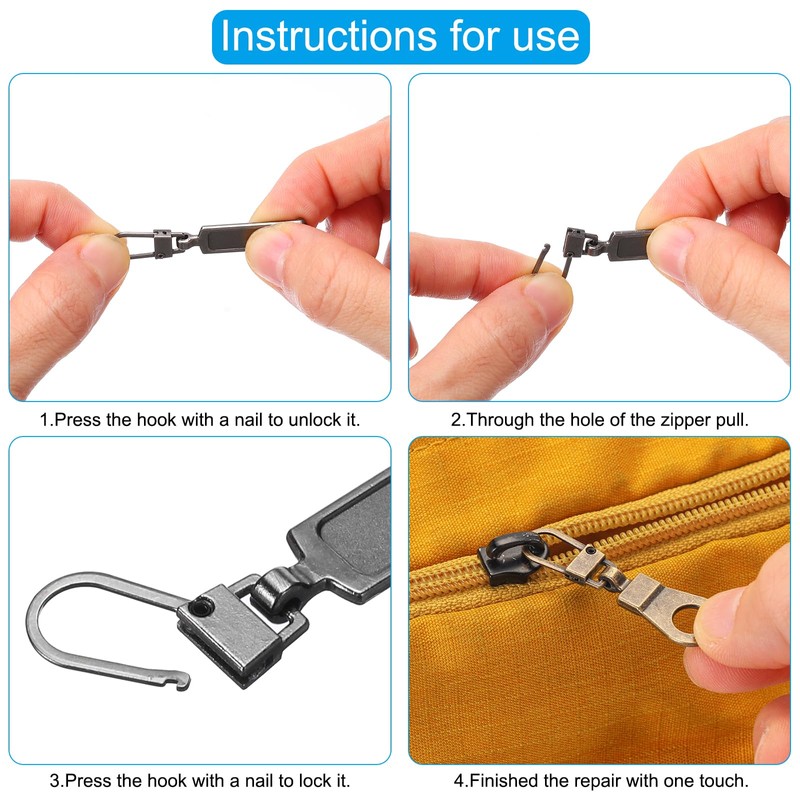 PATIKIL Zipper Pull Replacement, 10 Pcs Detachable Metal Zipper Tab
