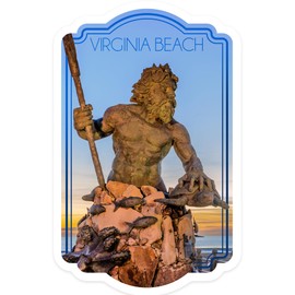 Die Cut Sticker Virginia Beach, Virginia, King Neptune Statue, Contour Vinyl Sticker 1 to 3 inches (Waterproof Decal for Cars, Water Bottles, Laptops, Coolers), Small