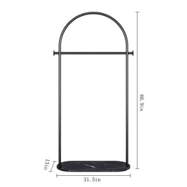 ZEYEXE small clothing rack,heavy duty clothes rack with Marble base,metal garment racks for hanging clothes,Modern Coat Rack Freestanding with 2 Hooks for Bedroom Living Room Office